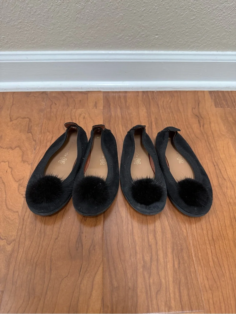 Elephantito Black Girls' Pom Pom Ballet Flats